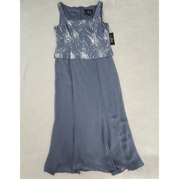 Alex Evenings Angela Firework Sequin Dress Steel Blue SZ 10 Formal Party Wedding - Picture 4 of 10